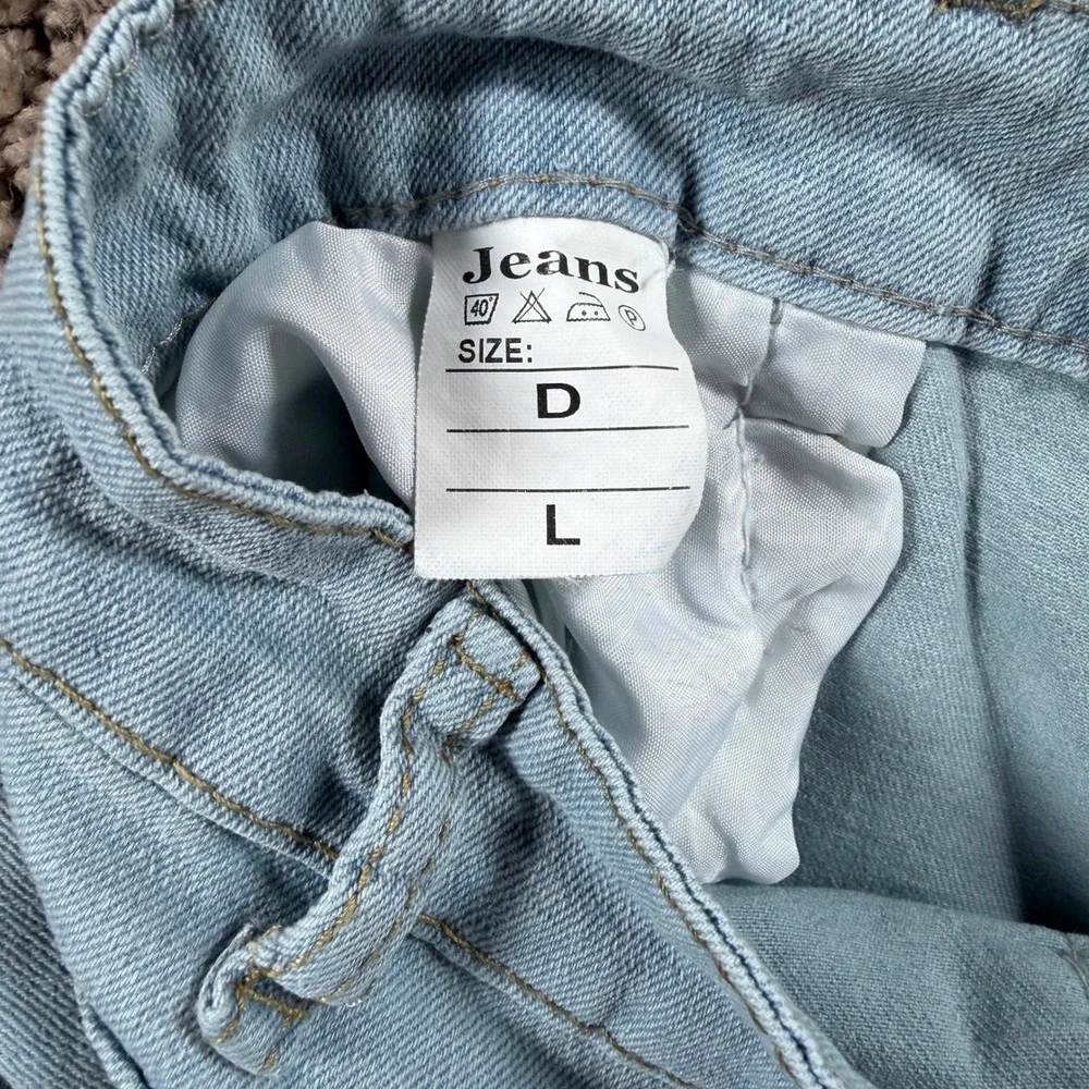 Light Wash Wide Leg Jeans Large Distressed Denim Pants jeans‎ high rise Womens